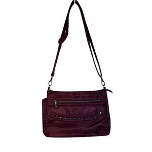 Lug Pacer Magenta Studded Lightweight Crossbody Shoulder Hobo Bag EUC